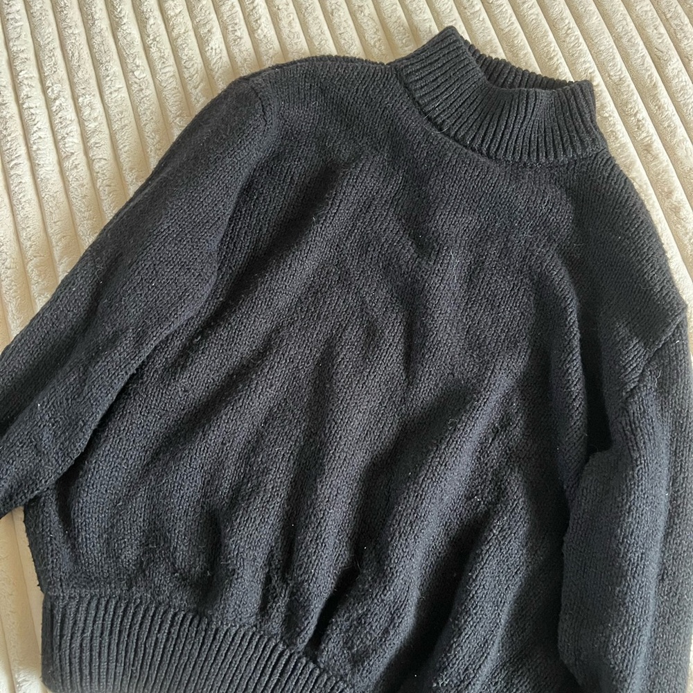 Aerie Black Ribbed Turtleneck Sweater